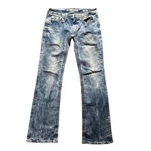 BKE Aiden Jeans Womens 28S (ACT 30x31) Blue Acid Wash Straight Leg Denim